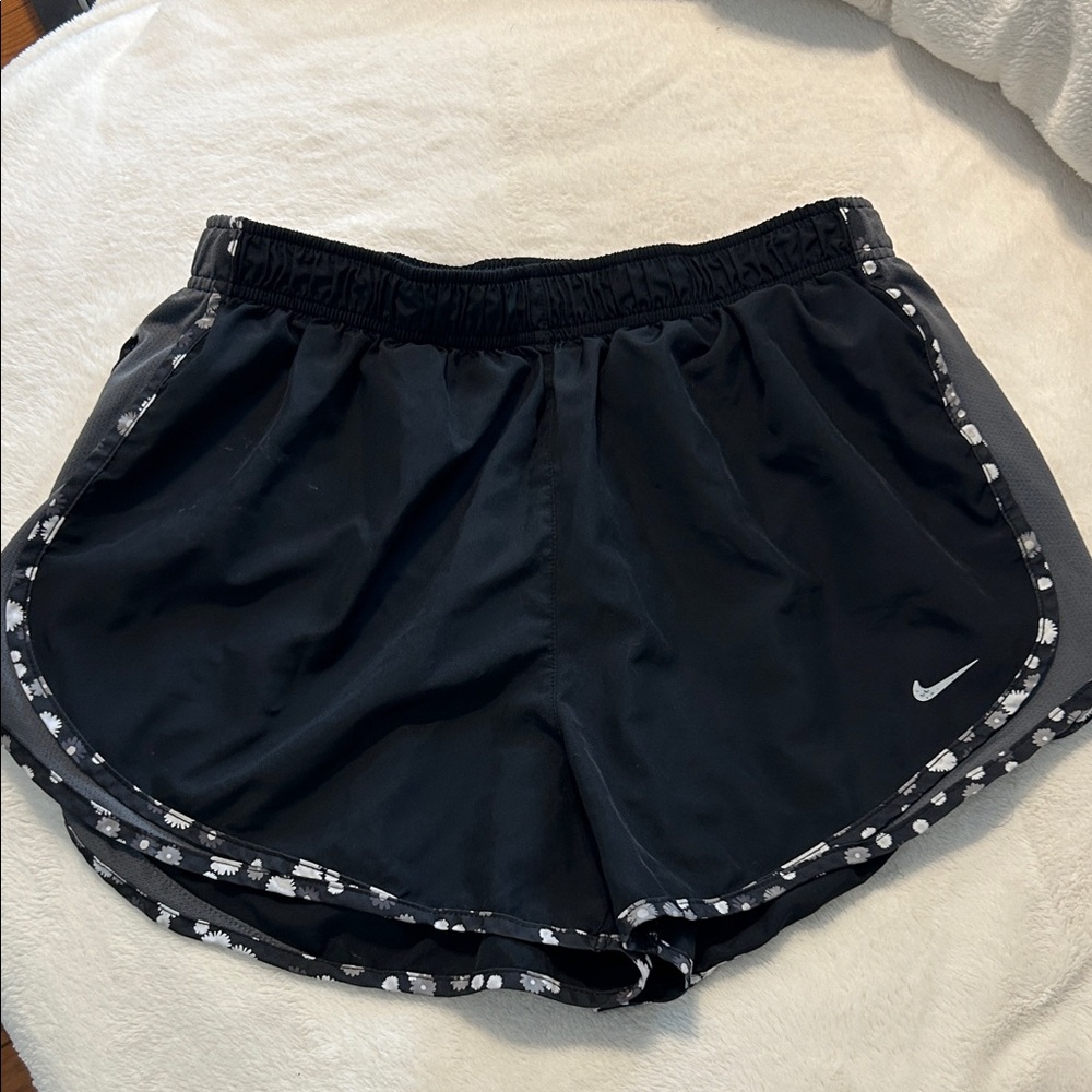 Nike Women's Black Athletic Shorts with White Accents